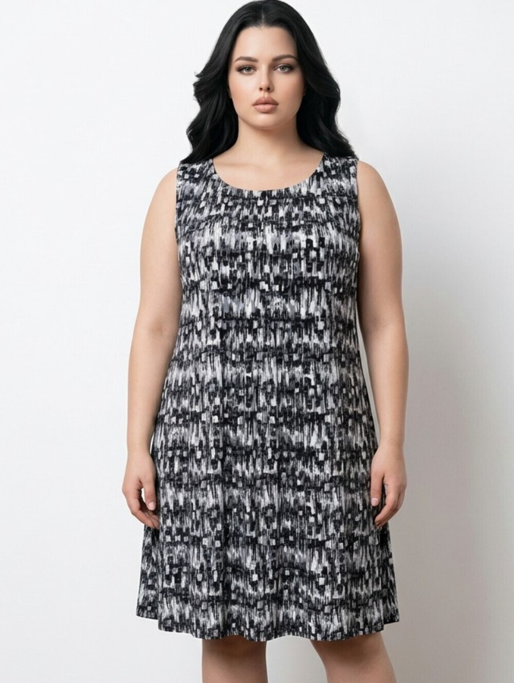 NWT Ronni Nicole Studio Black & White Sleeveless Midi Dress Sz XL